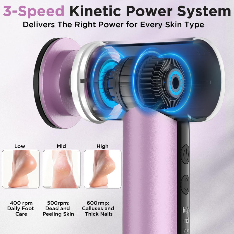 Electric Foot Callus Remover, Apply Oil,Foot SPA,Foot File,Reusable Nano-Glass Head, Ergonomic Premium Aluminum Callus Remover for feet, Rechargeable Pedicure Tools for Feet,Gifts for Men Women pink - BeesActive Australia
