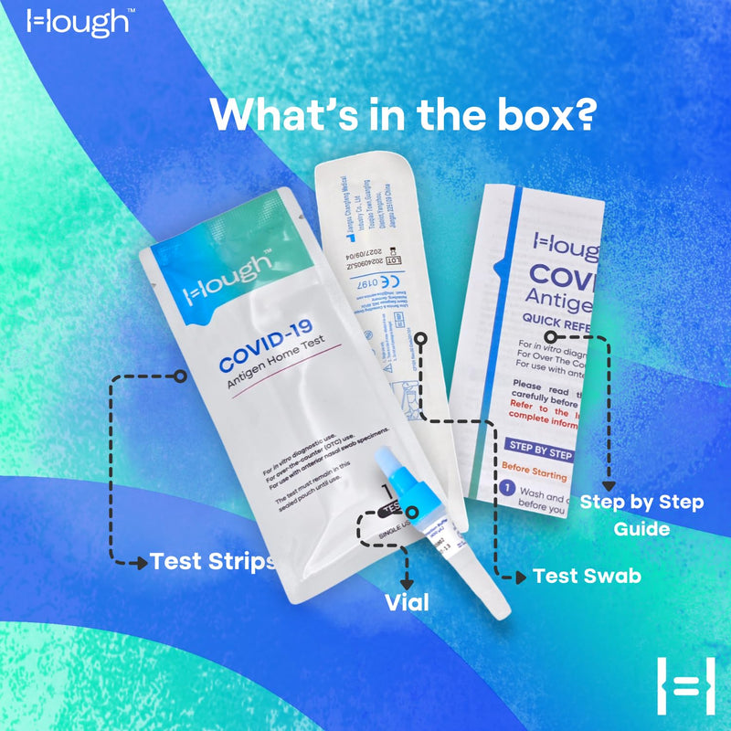 Hough | Covid 19 Antigen Home Test - Rapid Test - FDA Cleared OTC at-Home Self Test - Results in 10 Minutes with Non-invasive Nasal Swab, Easy to Use Without Discomfort (1) 1