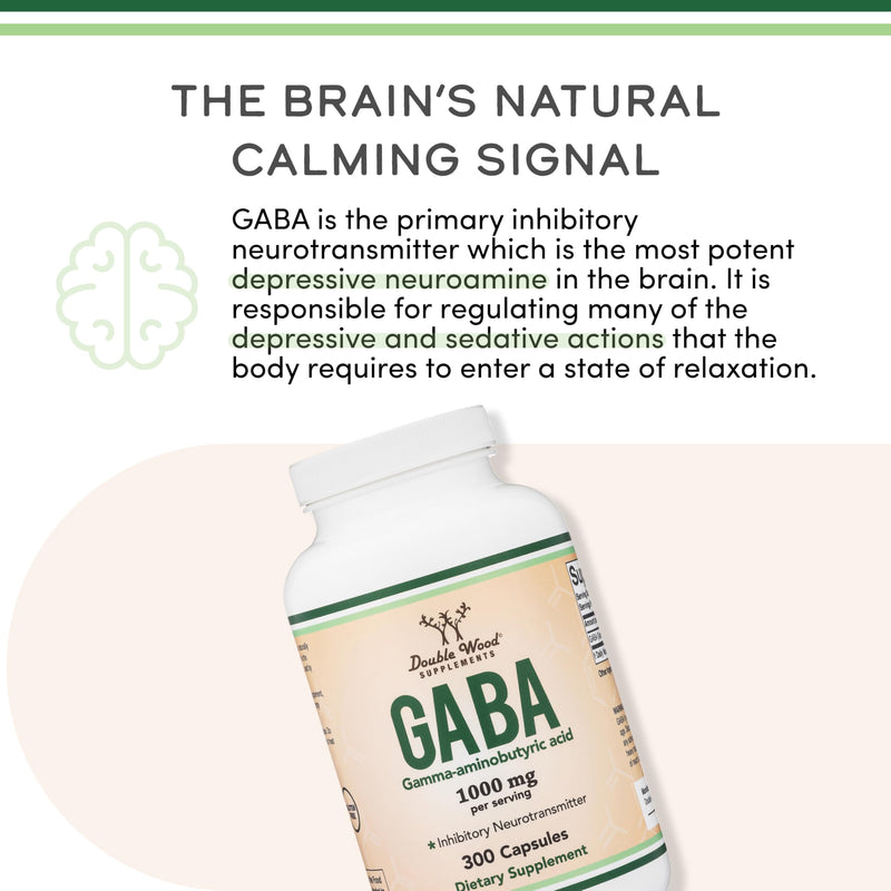GABA 1,000mg, Calm, Relaxation + Sleep Support, Pure, 300 Capsules | Calm, Relaxation + Sleep Supplement, Pure Single-Ingredient (No Added B-6), Take Before Bed, Non-GMO, Third Party Tested 300 Count (Pack of 1)
