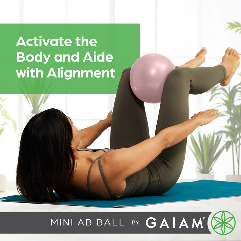 Gaiam Mini Ab Ball, 8 Inch Inflatable Anti-Burst Exercise Ball for Core Strength, Pilates, Yoga, and Physical Therapy, Includes Inflation Straw, Plug & Downloadable Exercise Guide Romance Rose