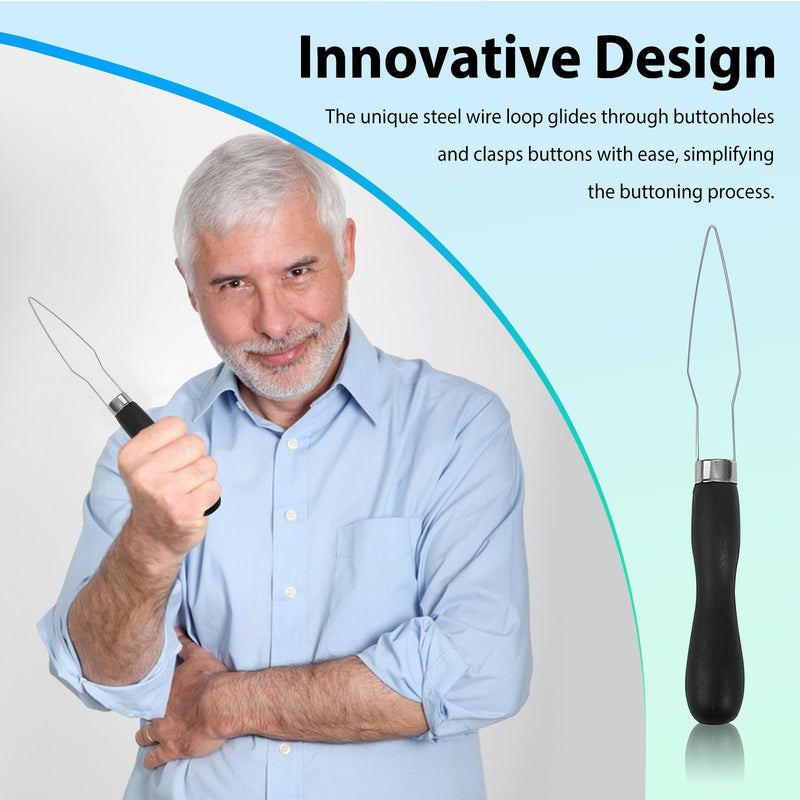 3-Pack Button Hook Assist Device with Easy-Grip Handle for Shirts, Coats, Dresses - Ideal Button Aids for Arthritis & Limited Dexterity Black - BeesActive Australia