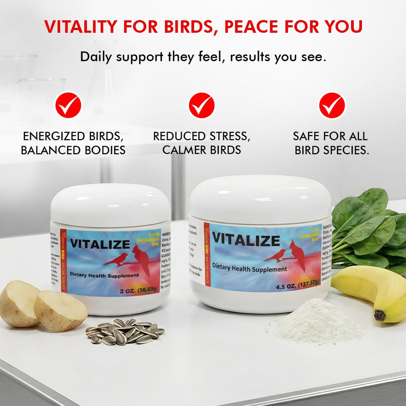 Morning Bird Vitalize for Birds 4.5 oz – Stress & Dehydration Support – Promotes Hydration, Energy, Balance & Muscle Recovery – Water-Soluble Supplement for All Bird Species