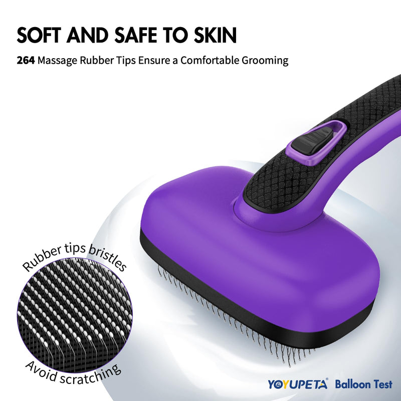 Dog Self Cleaning Slicker Brush for Shedding, Ideal for Short Long Haired Dogs, Including Cat. Removes Loose Fur, Undercoat, Mats, Tangled Hair. Suit for Large Medium Small Animal, Purple - BeesActive Australia