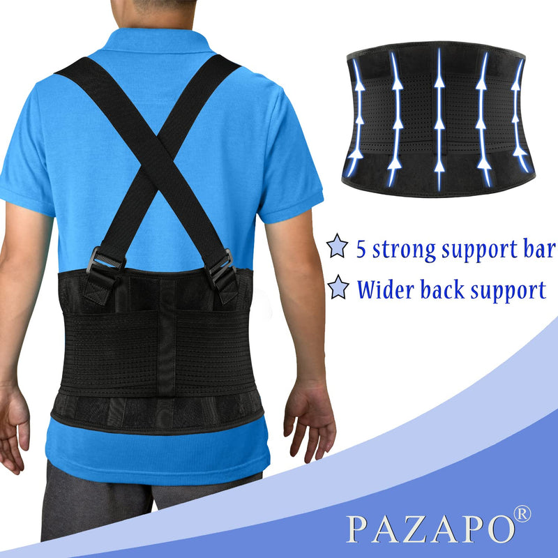 PAZAPO Back Brace Men and Women - Lower Lumbar Support for Heavy Lifting - Lower Back Support Belt with Removable Suspenders-Adjustable Back Belt for Workout, Back Pain Relief, M/L(30-37 Inches) Medium/Large(30-37 Inches) - BeesActive Australia