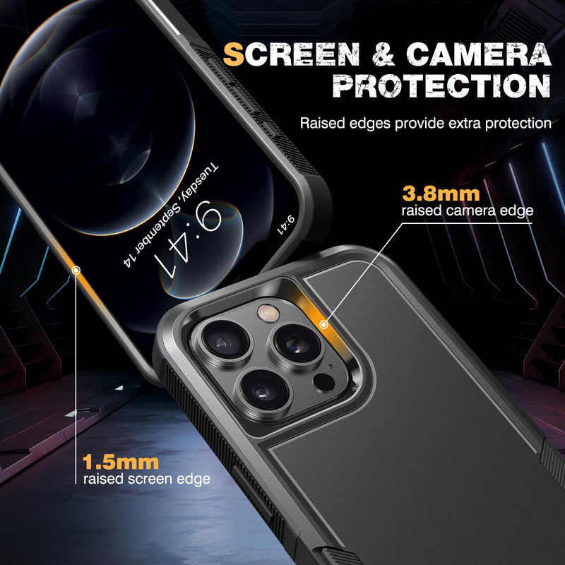 Diaclara Designed for iPhone 12 Pro Max Case, [with Privacy Screen Protector] [Anti Spy] [Military Grade Drop Protection] Heavy Duty Full-Body Shockproof Phone Case, Black iPhone 12 Pro Max 6.7" - BeesActive Australia