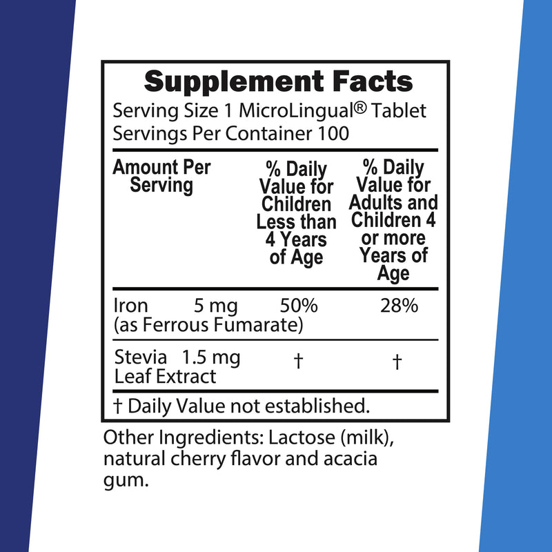 Superior Source Children?s Iron 5 mg - Ferrous Fumarate Supplement for Kids - Iron Supplement for Cell Health & Development Support - Supplement Tablets for Toddlers - 100 Instant Dissolve Tablets