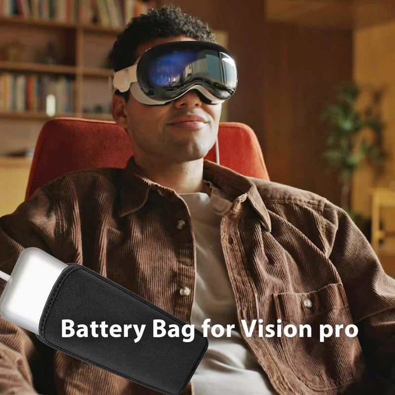 Vision pro Elastic Fabric battery pack case – Convenient Battery Holder with Carrying Case and Accessories, Effective Protection Vision Pro Battery in Work, Gaming, Travel. (Black 1) - BeesActive Australia