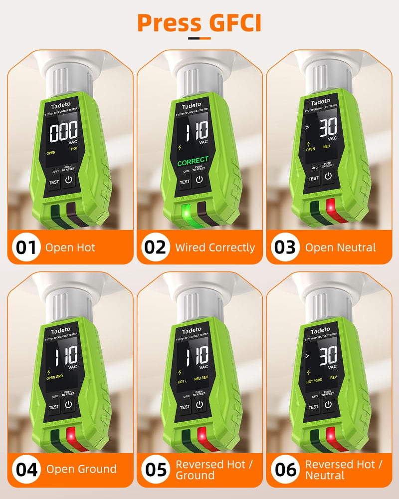 Tadeto Circuit Breaker Finder with Outlet Tester, Quick GFCI, Voltage, AC 90-135V Electrical Circuit Tracer with Dual LCD Display, Batteries and Carrying Case