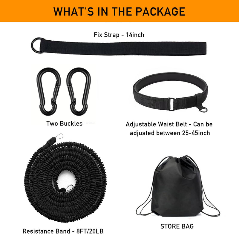 Pool Swim Training Equipment, Tether Aquatic Belt with Resistance Band Improve Power Agility Focus Explosive for Men and Women