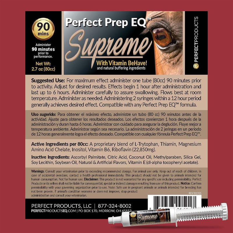 Perfect Prep EQ Supreme Horse Calming Paste, Show Safe, Works Within 90 Mins and Lasts 6+ Hours, 80cc