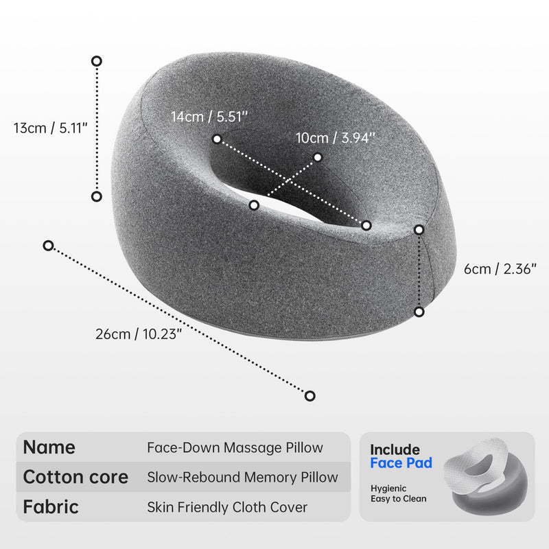 Face Down Pillows for Massage Table, Massage Headrest for Bed, Face Cradle for Spa, BBL Pillow After Surgery Post Eye Surgery Recovery & Vitrectomy Recovery Equipment Removable Cover Grey - BeesActive Australia