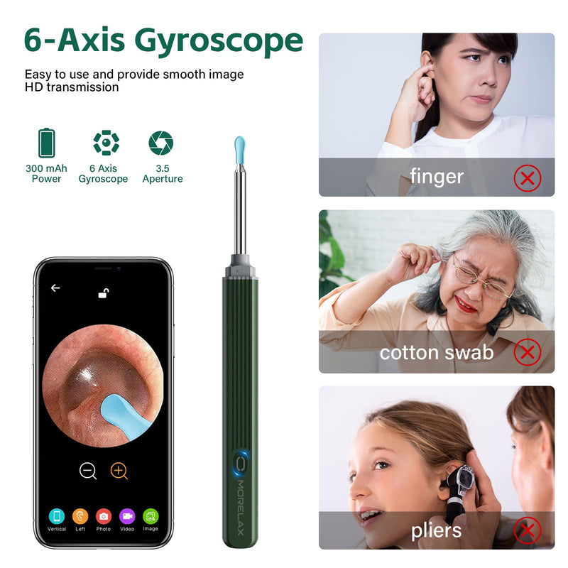 Ear Wax Removal with 8 Pcs Ear Set - Ear Canal Cleaner with 1080P Camera - Ear Cleaning Kit with 6 Ear Scoops - Ear Wax Cleaner with Camera-Otoscope Ear Pick Tool for iOS & Android - BeesActive Australia