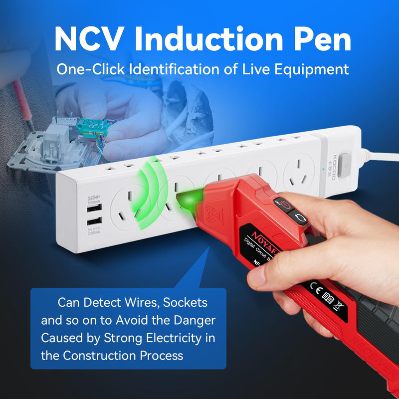 NOYAFA NF-827 Circuit Breaker Finder Tool with 3 Accessories &GFCI Outlet Tester, 90-120V AC Circuit Breaker Finder, Quickly Identify NCV Circuit Tester with Storage Case, Sensitivity Adjustment NF-827 + 3 Accessories