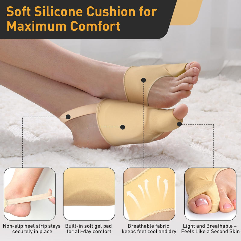 4PCS Bunion Corrector for Women & Men, 2PCS Big Toe Straightener with Splint & Pads（2-4hours,) 2PCS Big Toe Separator with Silicone Padding (24hours), bunion relief Reduce Pain, Washable(Black) R/L