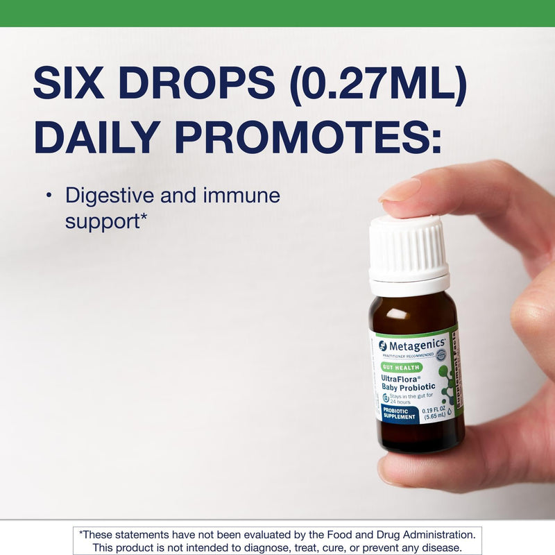 Metagenics UltraFlora Baby Probiotic Drops, 0.19 fl oz | Baby Probiotic Drop for Babies and Young Children, with Bifidobacterium Animalis and Lactobacillus Rhamnosus GG