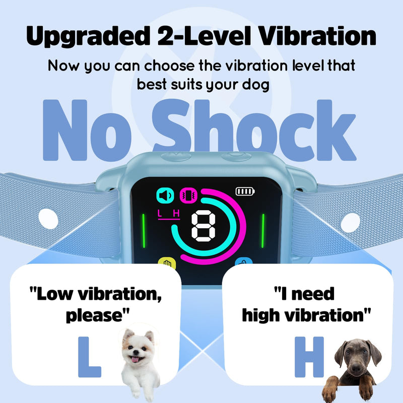 Bark Collar Anti Bark Dog Collar for Small to Medium Dogs with 8 Adjustable Sensitivity and 2 Rechargeable Bells, Vibrating Anti Bark Collar Humane Anti Bark Collar No Electric Shock (Blue) - BeesActive Australia