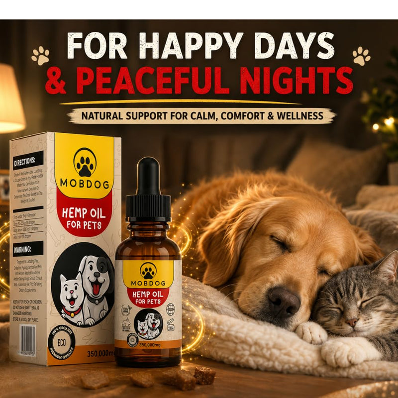 MOBDOG Hemp Oil for Dogs UK 350,000mg- Dog Calming Product with Omega 3, 6, 9 – Pure Bliss in Every Drop -Promoting comfort, Joint Health, & Digestion