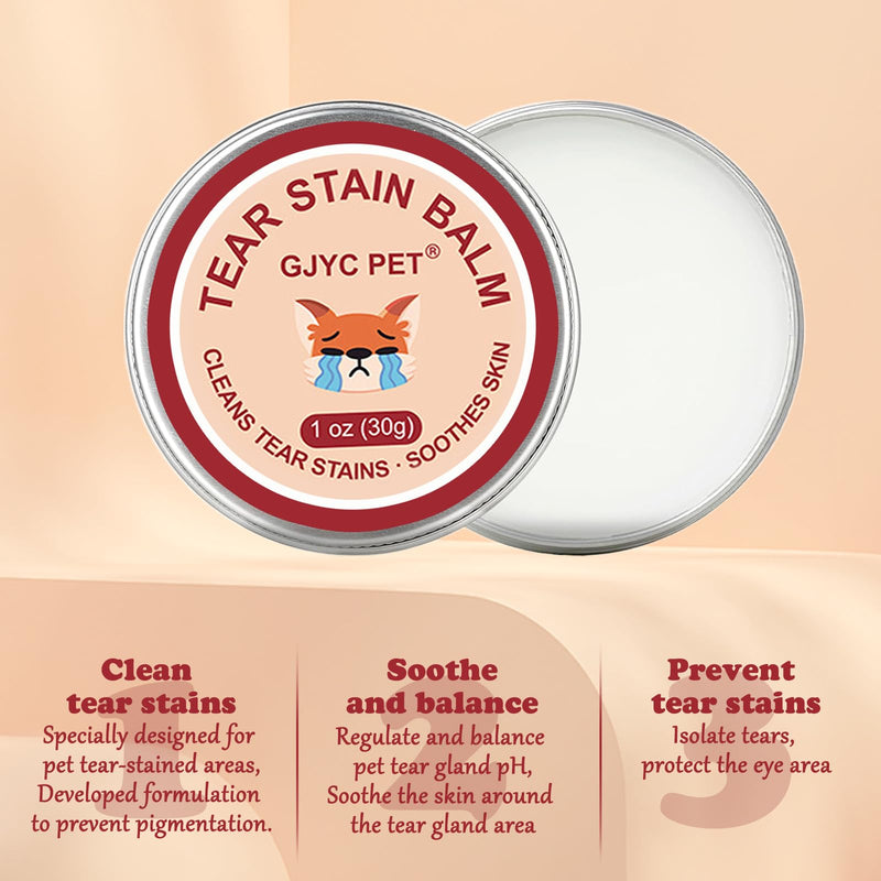 Bisienya Dog Tear Stain Remover,Pet Tear Stain Remover Balm,Natural Eye Care for Dogs and Cats,Tear Stain Remover for Dogs Eyes,Gently Cleanses and Restores Sparkling Eyes(30g)