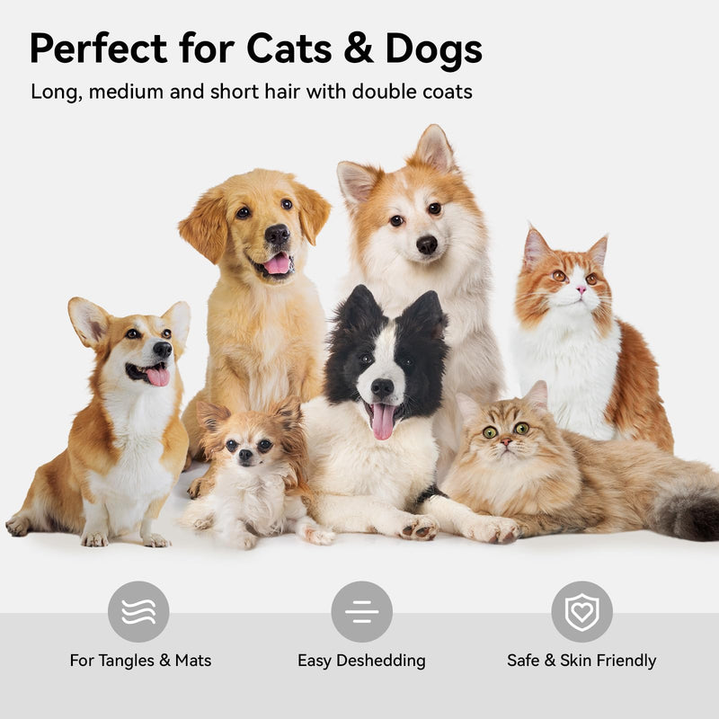 aumuca Cat Brush for Long Haired Cats, Dog Brush for Shedding Grooming Small Medium Dogs, Deshedding Dog Brush Dematting Comb for dogs Remove Loose and Matted Fur, Pet Grooming Undercoat Rake, White - BeesActive Australia