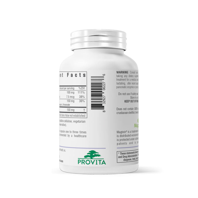 Provita Magnesium L-Threonate Supplement | Cognitive Support & Brain Electrolyte Balance | High Absorption Magnesium for Memory, Focus & Brain Health | Vegan Capsules | 50mg Elemental Magnesium