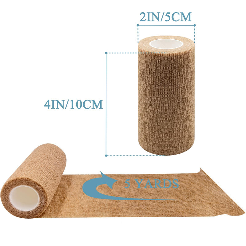 HerMia Self Adhesive Bandage Wrap 3 Rolls 4 Inch Self Adherent Wrap Self Stick Bandages Wrap Stretch Bandage for Wrist Ankle Swelling Sprains 4 In - 3 Rolls - BeesActive Australia