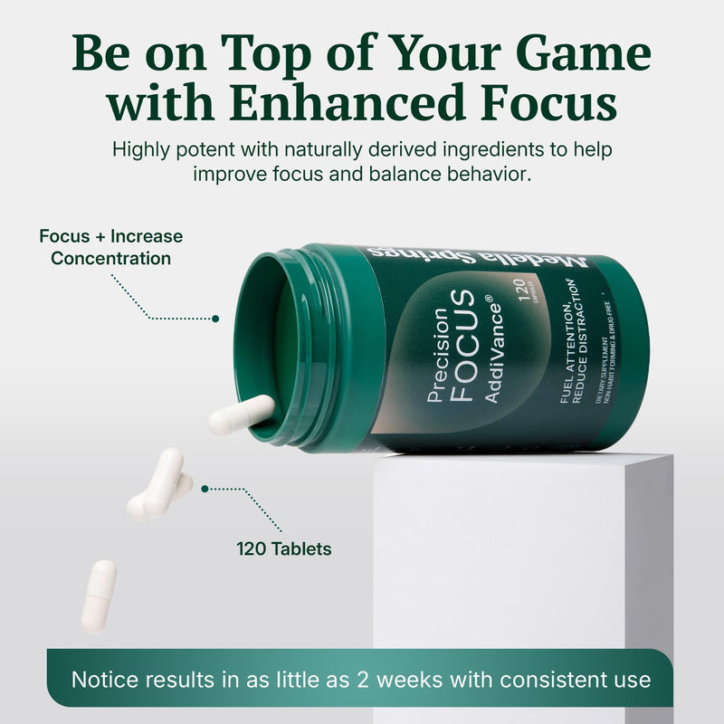 AddiVance – Focus, Concentration and Memory Support (120 Caps) | Magnesium Citrate, Vitamin C & Fish Oil Powder – Non-Habit Forming Mental Supplement – Formulated by Medical Professionals