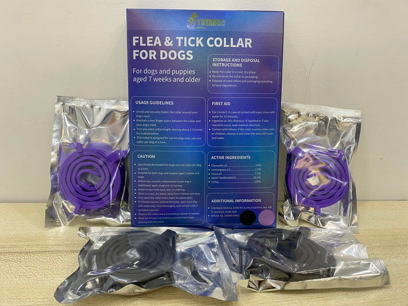 4 Pack Flea Collar for Dogs, Flea and Tick Collar for Dogs Puppies, 32 Months Flea and Tick Prevention for Dogs, Dog Flea Collar, Dog Flea and Tick Treatment-Black and Purple - BeesActive Australia