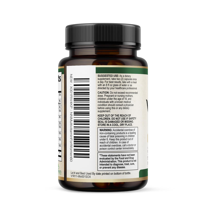 Multivitamin for Women - Complete Multi Vitamin with Vitamins A, C, D, E, B6, B12, Zinc, Calcium & Magnesium, Womens Daily Multimineral Supplement for Hair Skin and Nails Health Support - 60 Capsules 60 Count (Pack of 1)