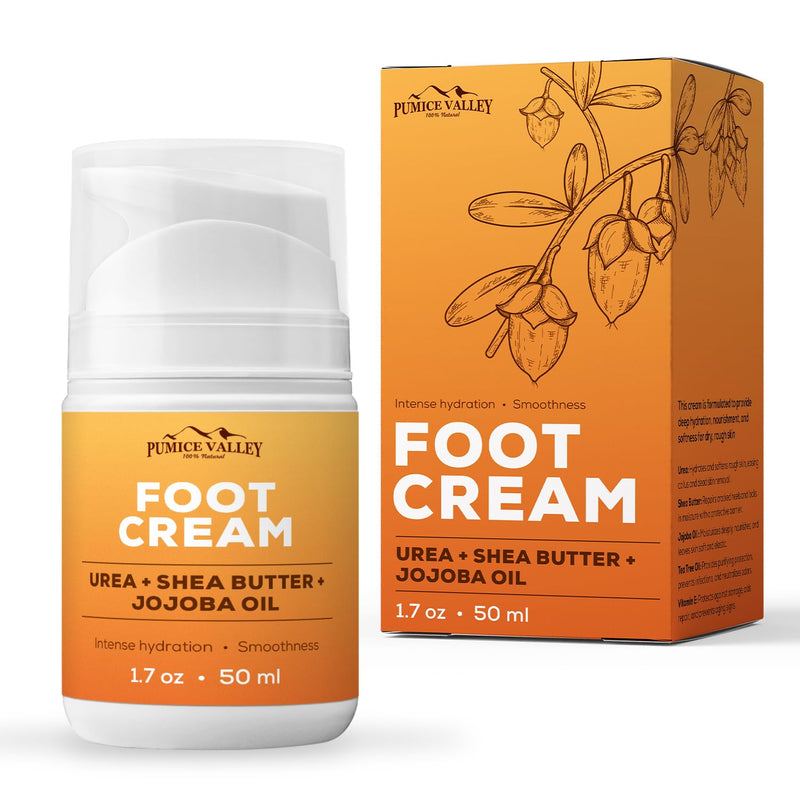 Pumice Valley Urea Foot Cream for Dry Cracked Heels and Feet - Foot Moisturizer & Heel Cream for Calluses and Rough Skin - Shea Butter, Jojoba Oil, Vitamin E - 1.7 oz 1x Urea & Shea Butter - BeesActive Australia