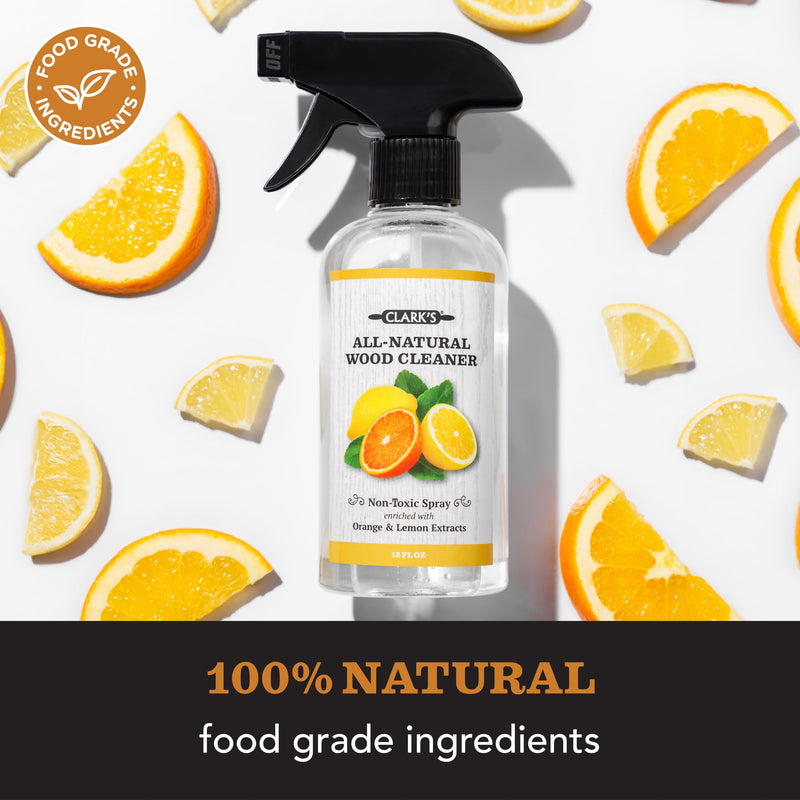 CLARK'S Natural Cutting Board Spray Cleaner, with Microfiber Cloth, for Wood Countertop – Pure Ingredients Filtered Water, Distilled Vinegar, Castile Soap, Lemon & Orange Citrus Oil Extracts, 12oz - BeesActive Australia