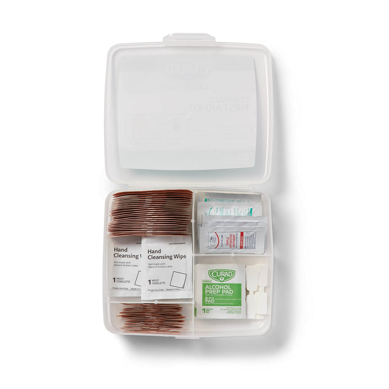 Curad Compact First Aid Kit with Over-The-Counter Medicine,All Purpose,Flex-Fabric and Butterfly Bandages,Antibiotic Ointment,Cleansing Towelettes,Alcohol Prep Pads,Acetaminophen,Carry Case, 80 Count - BeesActive Australia