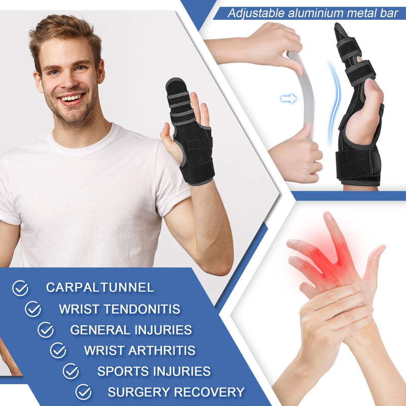 Trigger Finger Splint: Support the Middle, Index, little or Ring Finger, Hand Splint Brace-Treating Hand Fractures, Arthritis, Mallet Finger or Metacarpal Fractures (Left Hand) Small/Medium Black-Left