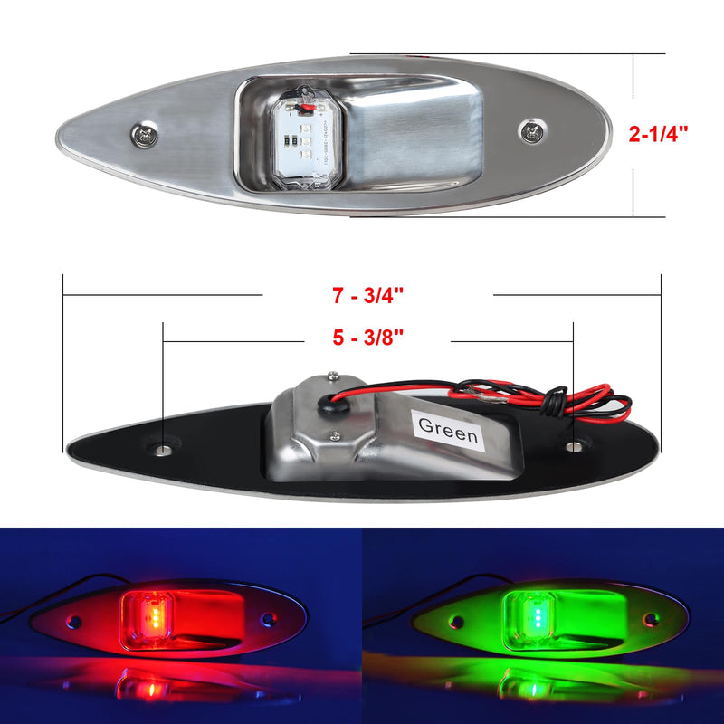 Boat Navigation Lights, 12V Stainless Steel Marine Navigation Lights, Waterproof Red & Green LED Marine Boat Yacht Sailing Signal Warning Light - BeesActive Australia