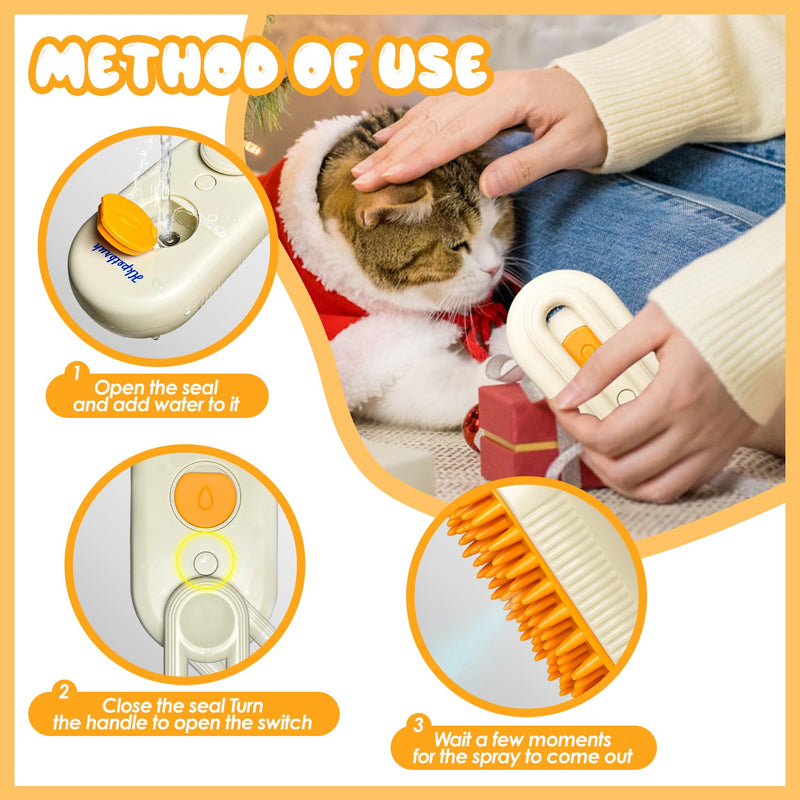 Pet Steam Brush for Cats and Dogs - Easy to Clean Grooming Tool for Pet Spa, Water Brush with Steam Technology - Perfect for Cat & Dog Hair Removal (O Coffee) - BeesActive Australia