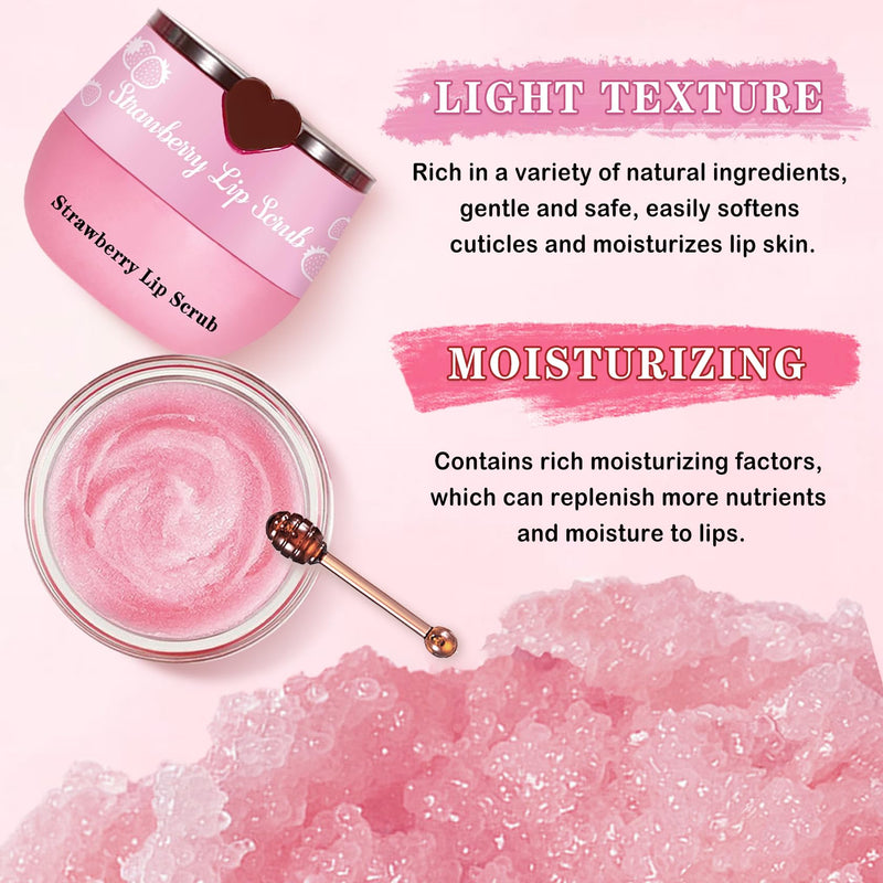 4PCS Lip Scrub and Mask Set,Strawberry and Honey Pot Lip Balm,Reduces Lip Lines Lip Exfoliator Scrub and Moisturizer,Repair Beebalm Lip Balm and Lip Scrub Set,Lip Mask Overnight