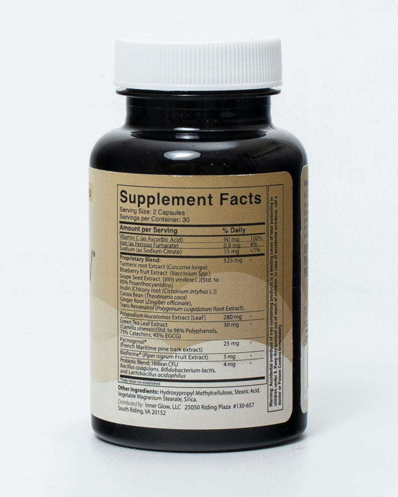 Inner Glow Age Defense Vitamins - Dual Doctor Developed, Antioxidant Skin Support, Polypodium Leucotomos Formula, Vegan, Gluten‑Free — 60 Capsules