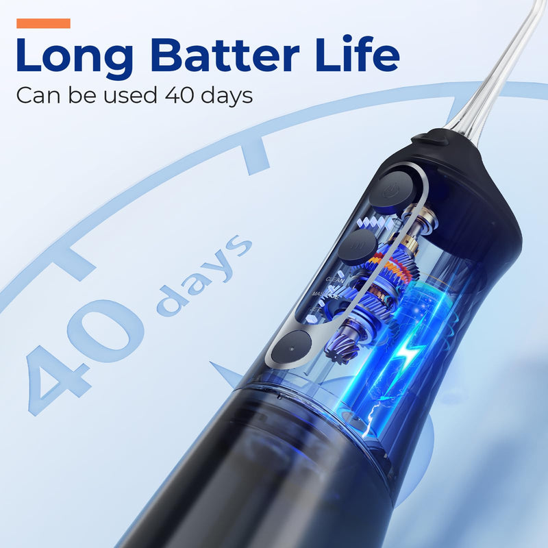 Bitvae C6 Water Dental Flosser Teeth Picks & P1 Travel Water Flosser Teeth Picks Bundle, IPX7 Waterproof Portable & Rechargeable Oral Irrigator Cleaner, Black
