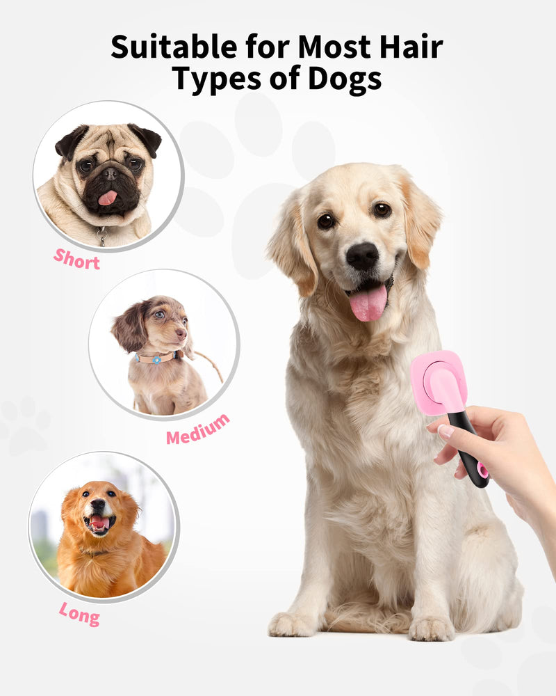 Glendan Dog Brush & Cat Brush- Slicker Pet Grooming Brush- Shedding Grooming Tools(Pink) Small Pink - BeesActive Australia