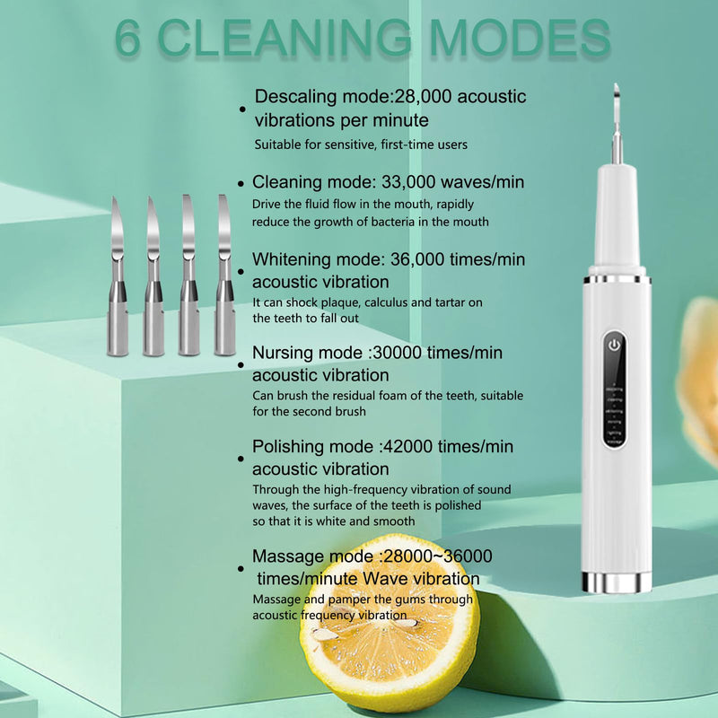 Professional Plaque Remover for Teeth, Teeth Cleaner Tool with Intelligent and Secure Sensor Technology, 4 Replaceable Heads 5 Modes, OLED Light & Oral Mirror, Rechargeable Teeth Cleaning Kit For Home - BeesActive Australia