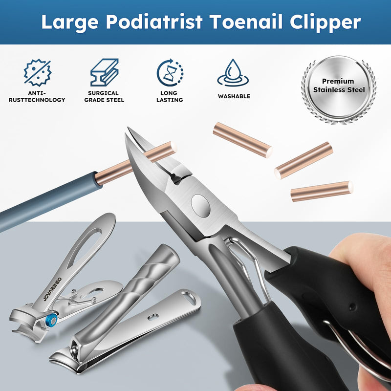 Nail Clippers for Seniors, Heavy Duty Ingrown Toenail Clippers with Long Handle， Wide Jaw Fingernail Clippers and Slanted Nail Cutter for Thick Nail for Men Women Pregnant Elderly 5Pcs Wide Jaw 5pcs