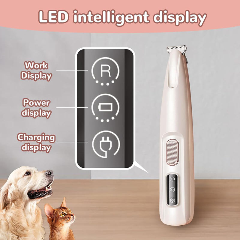 Dog clipper quiet, dog hair clipper, paw trimmer with LED light, waterproof paw razor, USB rechargeable dog clipper, professional claw grinder - BeesActive Australia