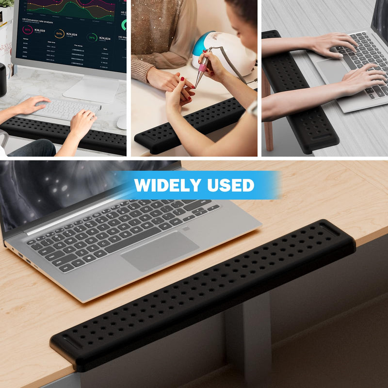 Leolee L-Shaped Desk Long Wrist Rest Elbow 60CM, Black Memory Foam Arm Rest for Desk with Non-Slip Base, Ergonomic Desk Edge Cushion, Wrist Support for Computer Keyboard, Typing, Office, Home Black-60cm-1pcs