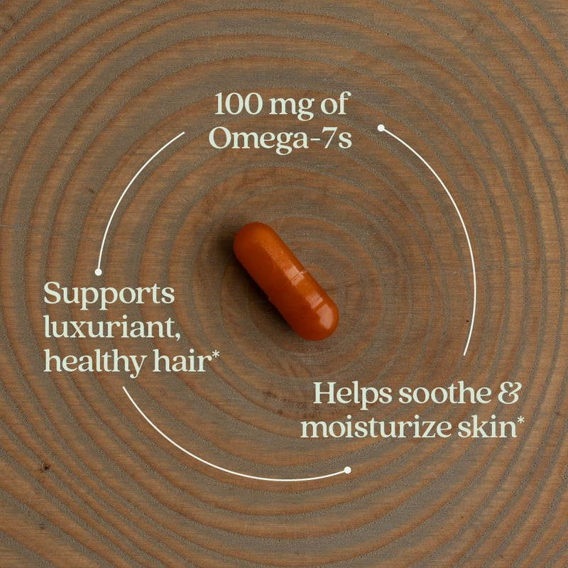 New Chapter Supercritical Omega 7 Supplement, 60 Count | Sea Buckthorn with Plant-Sourced Fatty Acids and Omega 7 for Skin, Mucous Membrane and Hair Support, Vegetarian Unflavored 60 Count (Pack of 1)