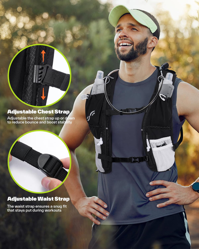 Sportneer Hydration Backpack: Running Vest with Reflective Strips -Lightweight Hydration Vest Backpack for Running Hiking Biking Cycling for Women Men Hydration Backpack with Water Bladder