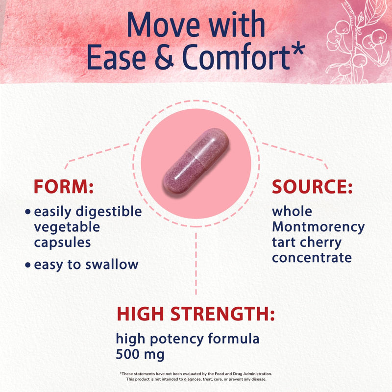 Tart Cherry Capsule, 500mg Extract Per Capsule, 240 Capsules | Made from Montmorency Tart Cherries, Powerful Uric Acid Cleanse, Antioxidant Support, 2 Month Supply 240 Count (Pack of 1)