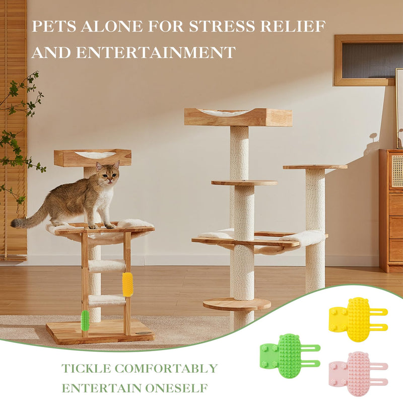 3-piece cat hair brush, soft 2-in-1 animal brush made of silicone for pets, tickling massage brush for short and long-haired cats and dogs, cat scratching board for table legs and climbing frames - BeesActive Australia