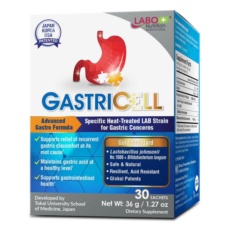 LABO Nutrition GASTRICELL - Acid Reflux, Heartburn, Recurring Gastric Discomfort, Natural Defence Against Gastric Distress 30 sachets 1