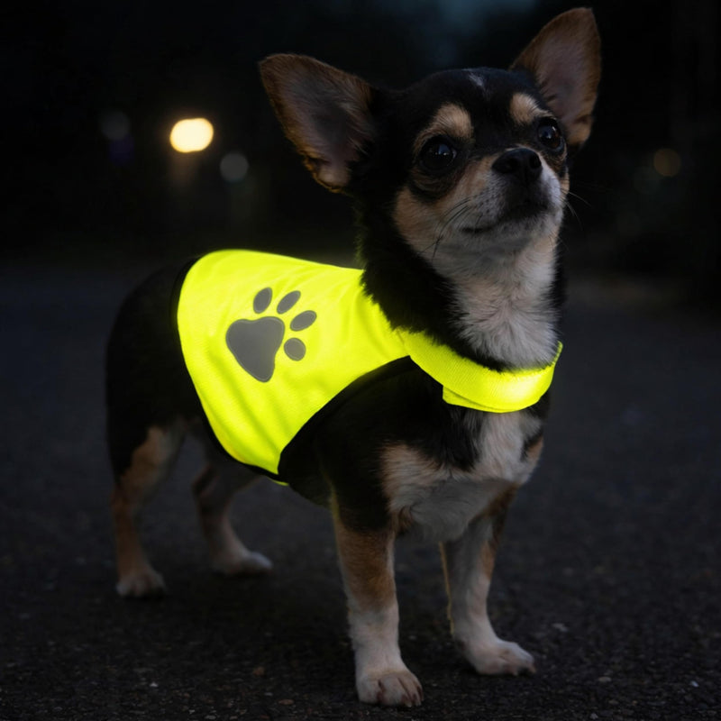 PARENCE. XS Protective Vest - Neon Yellow Hi-Vis - Lightweight and adjustable reflective vest for small dogs