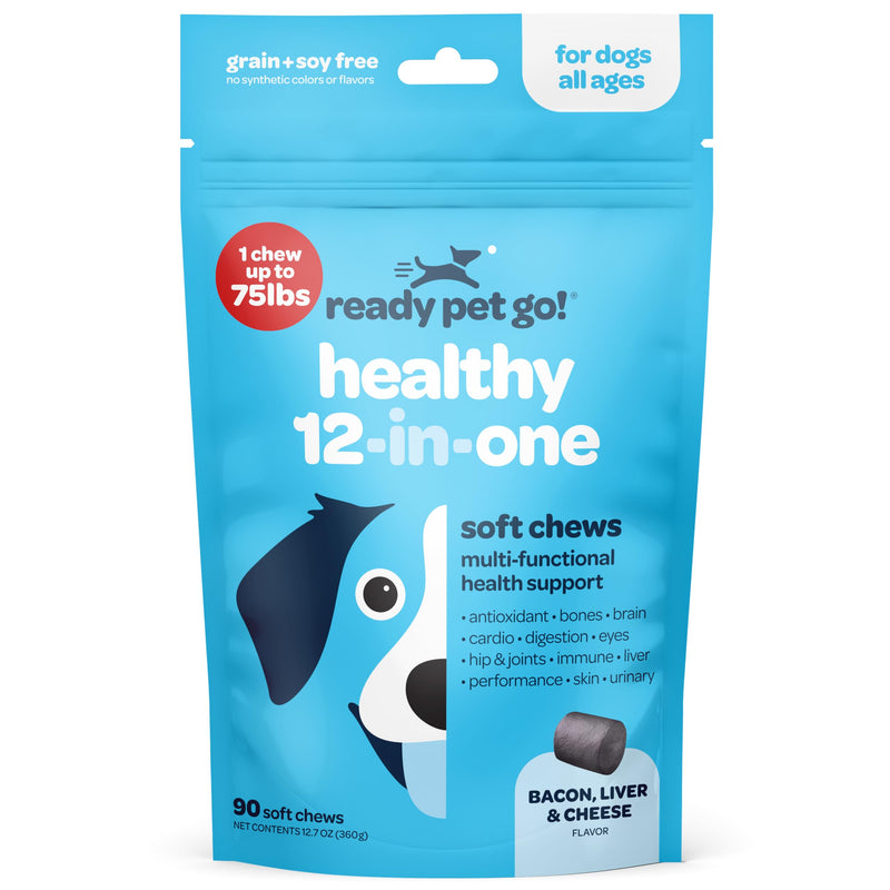 12-in-1 Complete Multivitamin for Dogs | Dog Multivitamin Chewable with Glucosamine Chondroitin & Digestive Probiotics for Dogs of All Ages and Sizes | NASC Certified & Made in The USA | 90 Chews 90 Count (Pack of 1) - PawsPlanet Australia