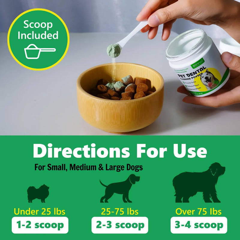 Plaque Off Remover For Dogs 120g Natural Dog Teeth Cleaning Product, Dog Dental Care with Probiotics, Dog Plaque and Tartar Remover, Breath Freshener Powder for Small, Medium, Large Dogs